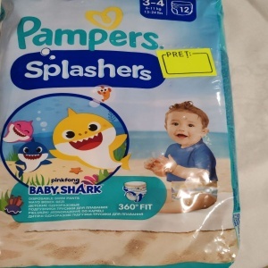 Scutece chilotel pentru apa Pampers Splashers Baby Shark Marimea 3, 6-11 kg, 12 buc, Resigilat, Grad A - Img 2