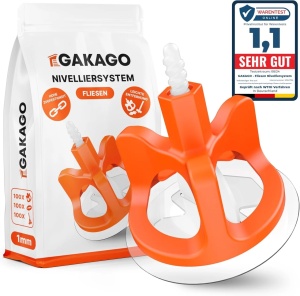 Set 100 tije pentru nivelarea placilor de faianta/gresie Gakago, plastic, alb/portocaliu, 1 mm
