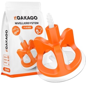 Set 100 tije pentru nivelarea placilor de faianta/gresie Gakago, plastic, alb/portocaliu, 2 mm