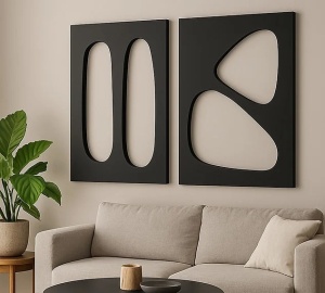 Set 2 decoratiuni de perete MDF, 2x50x70 cm, MDF 18mm, negru - Verificat A · Re-Bloom - Img 2