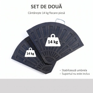 Set 2 greutati umbrela baza cruce, design evantai, rasina, 28kg, Bronz - Verificat A · Re-Bloom - Img 6