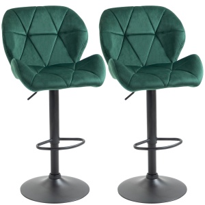 Set 2 scaune de bar Re-Bloom, poliester/otel, verde/negru, 51,5 x 57,5 x 93-114,5 cm, Resigilat, Grad A