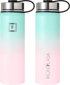 Set 2 Sticle termice 950 & 650 ml, otel inoxidabil IRON °FLASK, 3 capace, rece 24 ore / cald 12 ore, izolata, roz/albastru deschis, fara BPA - Img 8