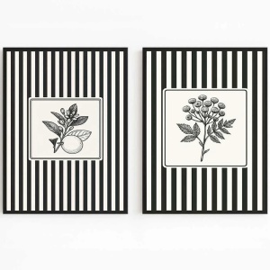 Set 2 tablouri decorative MDF/lemn masiv, 2x50x70 cm, design modern minimalist, alb/gri/negru - Verificat A · Re-Bloom