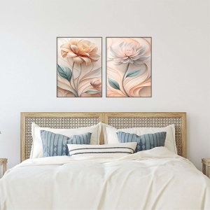 Set 2 tablouri decorative model floral, 2x60x80 cm, MDF 100%, imprimare digitala, multicolor - Verificat A · Re-Bloom - Img 2