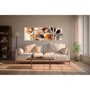 Set 3 tablouri decorative, MDF/lemn, model floral, dimensiuni totale 50x140 cm, multicolor - Verificat A · Re-Bloom - Img 3