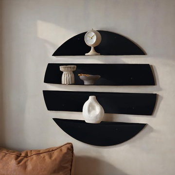 Set 4 rafturi de perete semi-circulare 76x76 cm, metal 1.2mm vopsit electrostatic pulbere, design circular modular, negru - Verificat A · Re-Bloom - Img 2