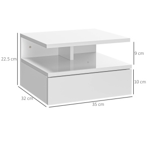 Set de 2 noptiere suspendate Re-Bloom, PAL, alb lucios, 35 x 32 x 22,5 cm, Resigilat, Grad A - Img 2