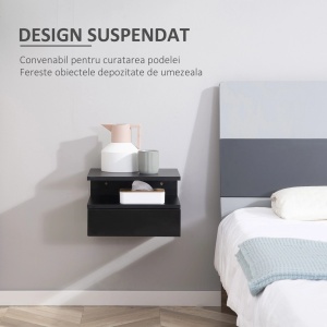 Set de 2 noptiere suspendate Re-Bloom, PAL, negru, 35 x 32 x 22,5 cm, Resigilat, Grad A - Img 6