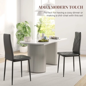Set de 2 scaune tapitate, piele ecologica/otel, negru, 41 x 50 x 97 cm, Resigilat, Grad A - Img 3