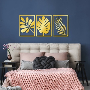 Set decor de perete Re-Bloom, 3 piese, metal, auriu, 30 x 42 cm - Img 2