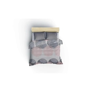 Set husa pilota + 2 fete de perna, bumbac ranforce 100%, 200x220 cm + 2x80x80 cm, 145 fire, imprimeu pigmentat, inchidere nasturi, multicolor - Verificat A · Re-Bloom - Img 2