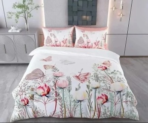 Set husa pilota + fata de perna, 70% bumbac/30% poliester, 135x200 cm + 80x80 cm, imprimeu pigmentat, lavabil 30°C, multicolor - Verificat A · Re-Bloom