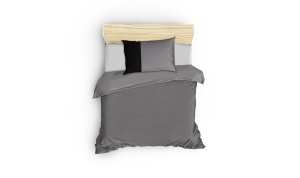 Set husa pilota + fata de perna, bumbac ranforce 100%, 135x200 cm + 80x80 cm, gri/negru - Verificat A · Re-Bloom - Img 2