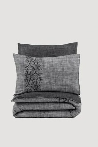Set husa pilota + fata de perna, bumbac ranforce 100%, 155x220 cm + 80x80 cm, gri - Verificat A · Re-Bloom - Img 3
