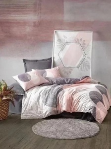 Set husa pilota + fata de perna, bumbac ranforce 100%, 155x220 cm + 80x80 cm, multicolor - Verificat A · Re-Bloom