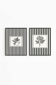 Set tablou decorativ Re-Bloom, 2 piese, MDF/lemn masiv, alb/gri/negru, 50 x 70 cm