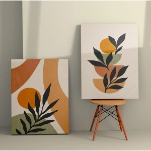 Set tablou decorativ Re-Bloom, 2 piese, panza/lemn, multicolor, 50 x 70 cm - Img 2