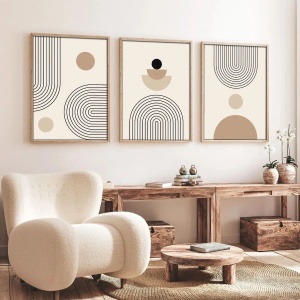 Set tablou decorativ Re-Bloom, 3 piese, lemn masiv/MDF, bej/negru, 50 x 70 cm - Img 2