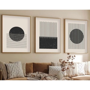 Set tablou decorativ Re-Bloom, 3 piese, lemn masiv/MDF, natur/negru, 50 x 70 cm - Img 5