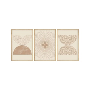 Set tablou decorativ Re-Bloom, 3 piese, MDF/lemn masiv, bej/natur, 50 x 35 cm