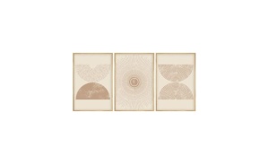 Set tablou decorativ Re-Bloom, 3 piese, MDF/lemn masiv, bej/natur, 50 x 70 cm