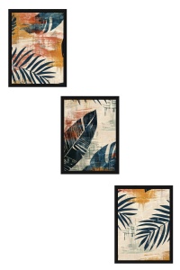 Set tablou decorativ Re-Bloom, 3 piese, MDF/lemn masiv, multicolor, 50 x 70 cm