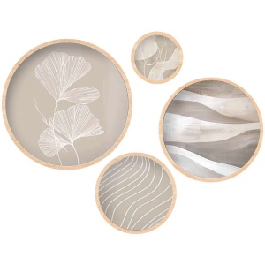Set tablou decorativ Re-Bloom, 4 piese, lemn, natur/gri - Img 1