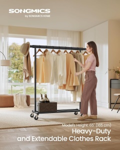 Stand pentru depozitarea hainelor Songmics, otel, negru, 132 x 161,5 cm, Resigilat, Grad A - Img 5