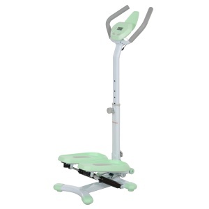 Stepper fitness Re-Bloom, cu manere reglabile, ecran LCD, otel/ABS, alb/verde, 48 x 38 x 108-118 cm, Resigilat, Grad A