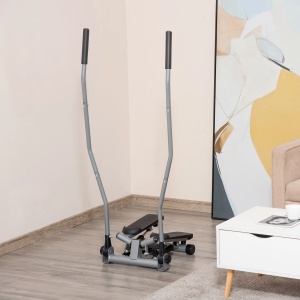 Stepper pentru fitness, cu manere si ecran LCD, otel/ABS, negru/argintiu, 54 x 40 x 135 cm, Resigilat, Grad A - Img 2