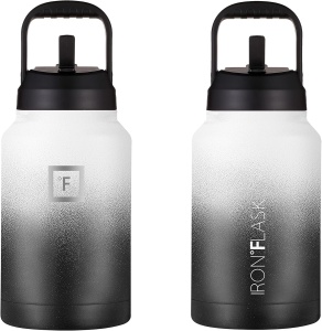 Sticla din otel inoxidabil IRON °FLASK, 2 capace, rece 24 ore / cald 12 ore, izolata, alb/negru, 3,8 L - Img 5