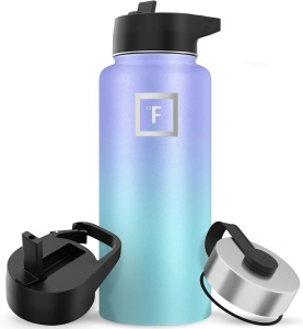 Sticla din otel inoxidabil IRON °FLASK, 3 capace, rece 24 ore / cald 12 ore, izolata, albastru/mov, fara BPA, 950 ml