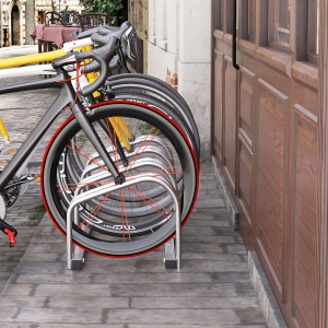Suport biciclete otel zincat, 4 locuri, modular, 110x33x27cm, Argintiu - Verificat A · Re-Bloom - Img 2
