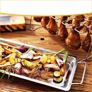 Suport cu tava pentru pulpe Mountain Grillers, otel inoxidabil, argintiu, 44,4 x 13,9 x 16,5 cm - Img 3