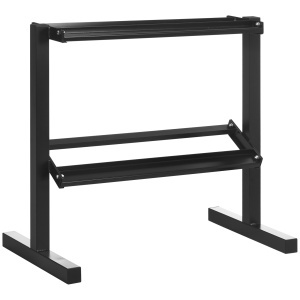 Suport pentru gantere Re-Bloom, 2 nivele, otel, negru, 94 x 52,5 x 82 cm, Resigilat, Grad A
