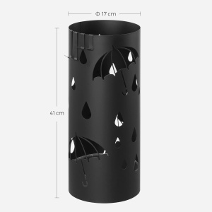Suport pentru umbrele Songmics, metal, negru, 41 x 17 cm, Resigilat, Grad A - Img 2