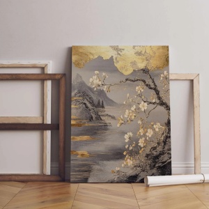 Tablou decorativ canvas 50x70 cm, panza/lemn, gri/auriu - Verificat A · Re-Bloom - Img 2