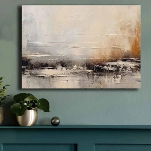 Tablou decorativ canvas 70x100 cm, panza 100% grosime 2.8mm, rama lemn pin 100%, alb/gri/auriu - Verificat A · Re-Bloom - Img 2