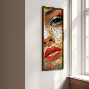 Tablou decorativ model femeie, MDF/lemn pin, 40x120x3.5 cm, MDF 3mm, imprimare UV, format panoramic, multicolor - Verificat A · Re-Bloom - Img 3