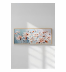 Tablou decorativ model floral, MDF/lemn masiv, 50x120 cm, MDF 2.7mm, cadru lemn 2cm, imprimare digitala, multicolor - Verificat A · Re-Bloom - Img 1