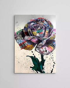 Tablou decorativ model trandafir canvas, 50x70 cm, panza/lemn, multicolor - Verificat A · Re-Bloom - Img 2