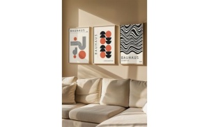 Tablou decorativ Re-Bloom, 3 piese, lemn masiv/MDF, multicolor, 33 x 48 cm