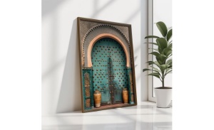Tablou decorativ Re-Bloom, lemn masiv/MDF, multicolor, 35 x 47 x 3,5 cm - Img 3