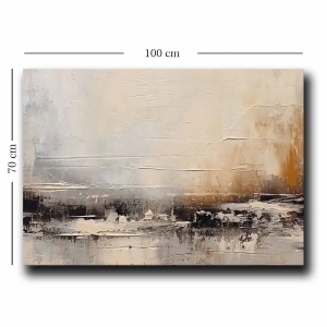 Tablou decorativ Re-Bloom, lemn/panza, alb/gri/auriu, 70 x 100 cm - Img 2