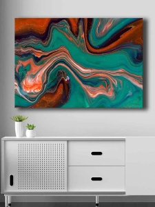 Tablou decorativ Re-Bloom, model abstract, lemn/panza, 70 x 100 cm - Img 3