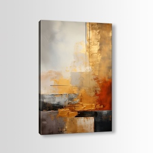 Tablou decorativ Re-Bloom, model abstract, panza/lemn, multicolor, 70 x 100 cm - Img 2