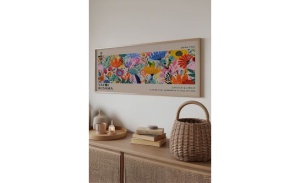 Tablou decorativ Re-Bloom, model floral, lemn masiv/MDF, multicolor, 33 x 70 cm - Img 3