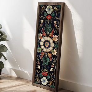 Tablou decorativ Re-Bloom, model floral, MDF/lemn masiv, multicolor, 40 x 120 x 3,5 cm - Img 4