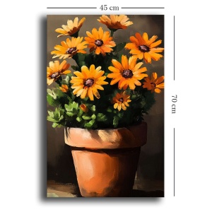 Tablou decorativ Re-Bloom, model floral, panza/lemn masiv, multicolor, 45 x 70 cm - Img 3